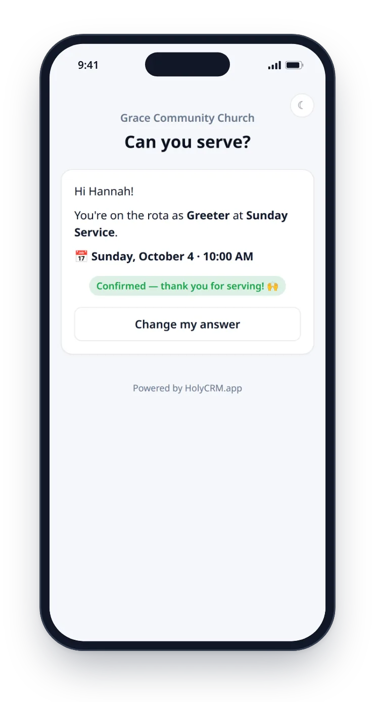 Hannah's confirmation on her phone