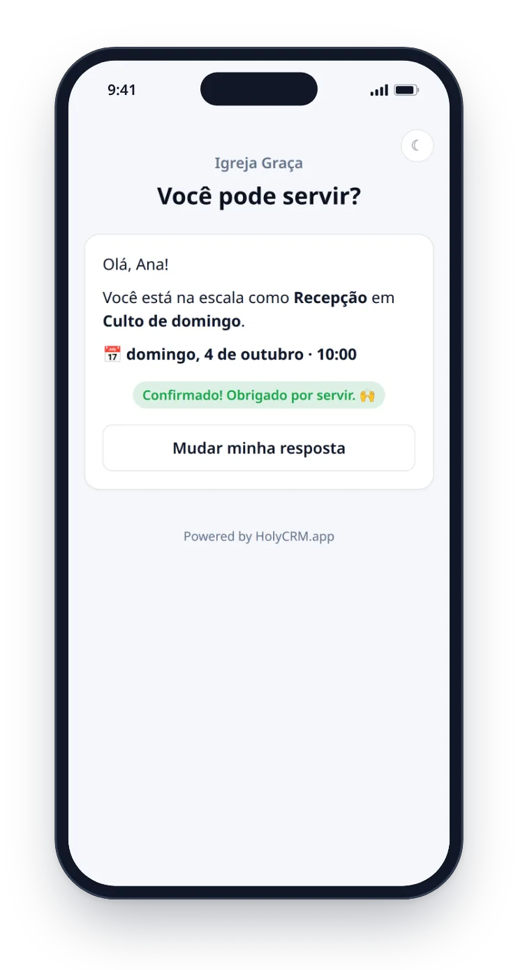 A confirmação da Ana no celular